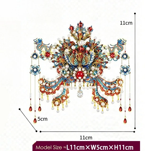 NEW   Dragon Phoenix Crown Refrigerator Sticker Three-dimensional Puzzle Metal Assembling Handmade DIY Material Pack