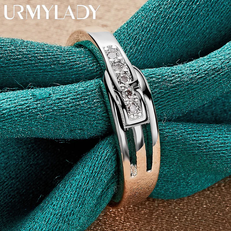 URMYLADY-Anillo de Plata de Ley 925 para mujer, accesorio de circonita AAAAA 7-10 #, joyería de moda para fiesta de boda