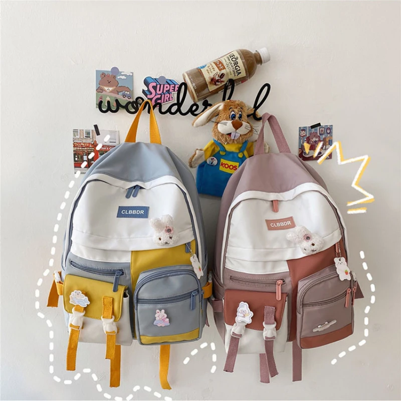 Mochila De estudiante universitario para mujer, Bolsa Escolar Harajuku con flores bonitas, Kawaii mochilas para mujer, bolsa de nailon para niña, moda femenina