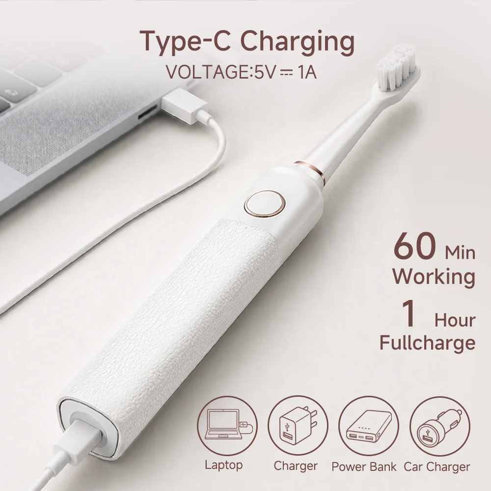 DOCO Sonic Electric Toothbrush 20° Swing Vibration Smart Zone Reminder Rechargeable Oral Care Toothbrush Replacement Brush Heads - view 3