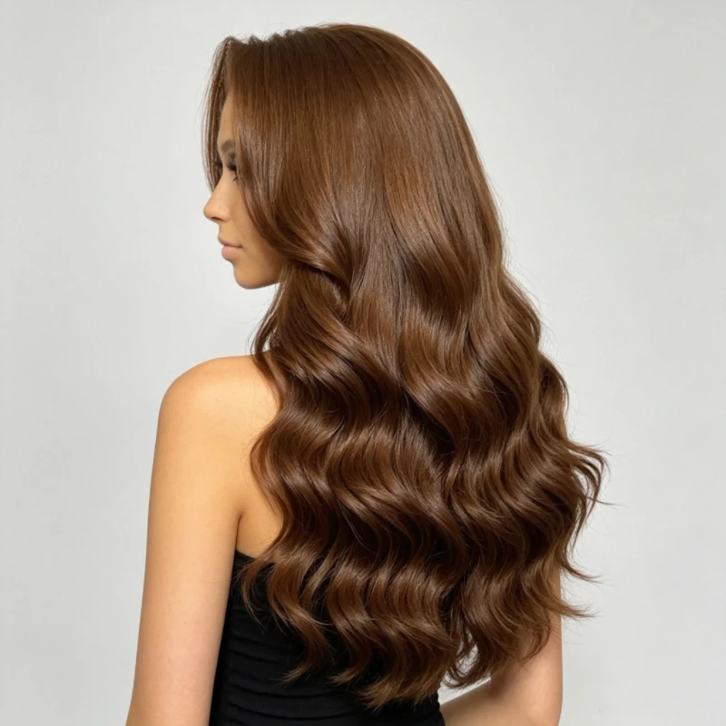 180 Density 32 Inch Chocolate Brown Body Wave Fiber Wig Brazilian 13x6HD Lace Front Wig #4 Color 13x4 Lace Front Wig