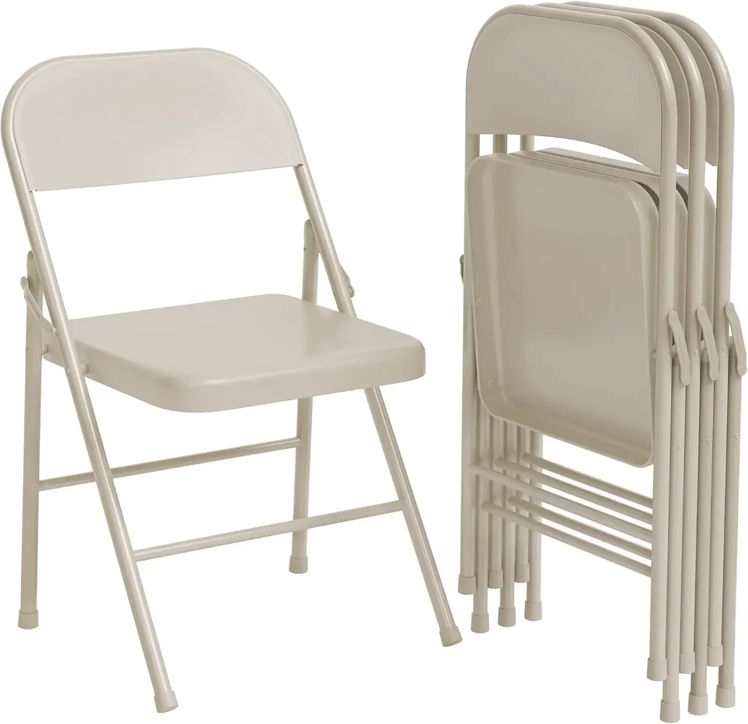 

Folding Chairs Set of 4, Foldable Chairs with Metal Frame Hold Up to 350 Pounds, Portable Beige Folding Chairs Suitable