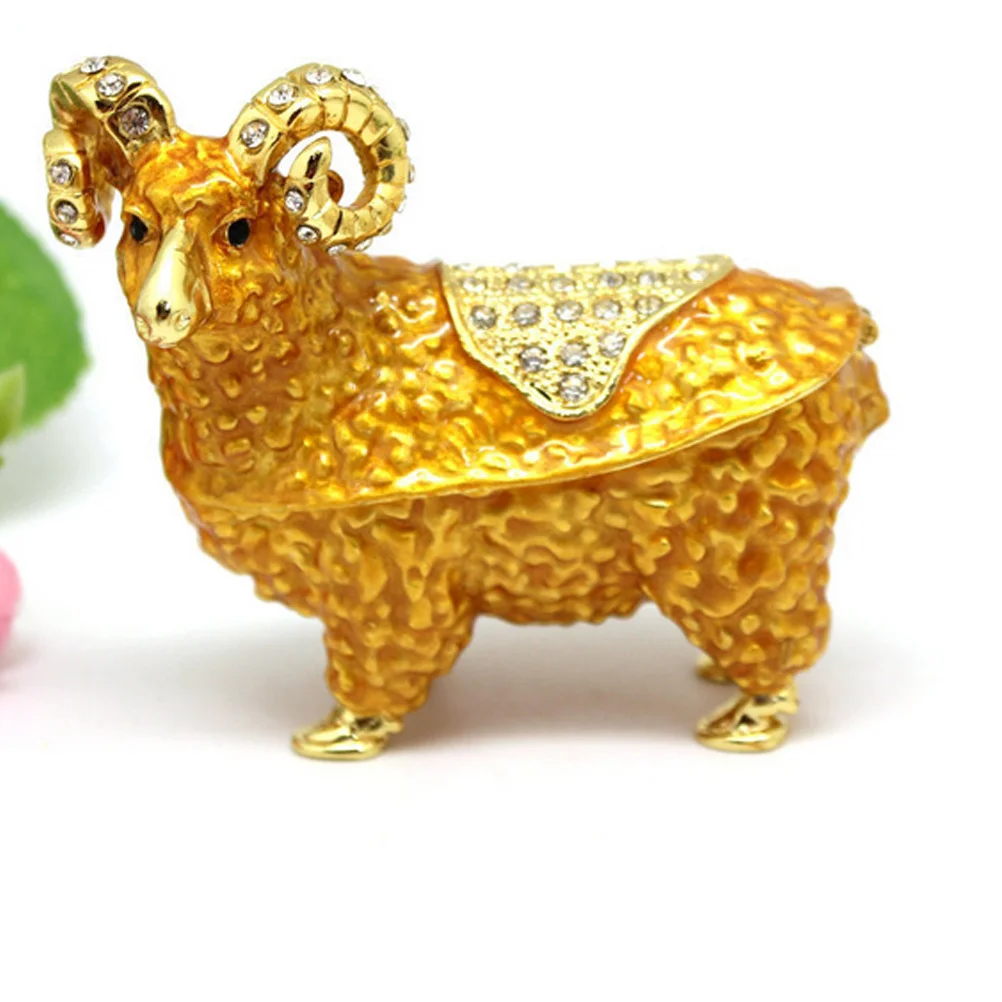 

Sheep Shaped Enamel Trinket Box Vintage Dresser Decor Jewelry Enameled Organizer Desktop Decoration Enamel Trinket Box