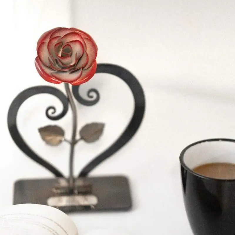 Metal Rose Stand Metal Rose With A Heart-shaped Stand Wedding Anniversary Gift For Wife For Living Room Bedroom Study Room