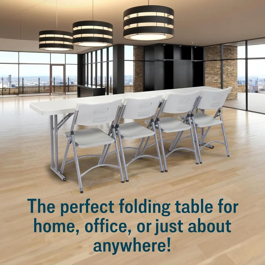 Portable Heavy-Duty Foldable Table for Office Conferences Training Rooms 18x96 Inch Lightweight and Durable Speckled Gray Semin