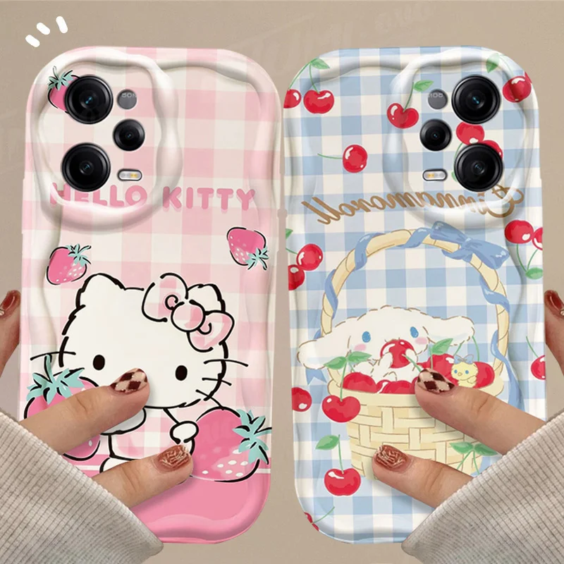 Hello Kitty Cinnamoroll Wave Case For Xiaomi Redmi Note 13 12 11 Pro Plus 4G 5G 12S 11S 10 10S 9 9S 8 13C 12C 10C Turbo 3 Cover