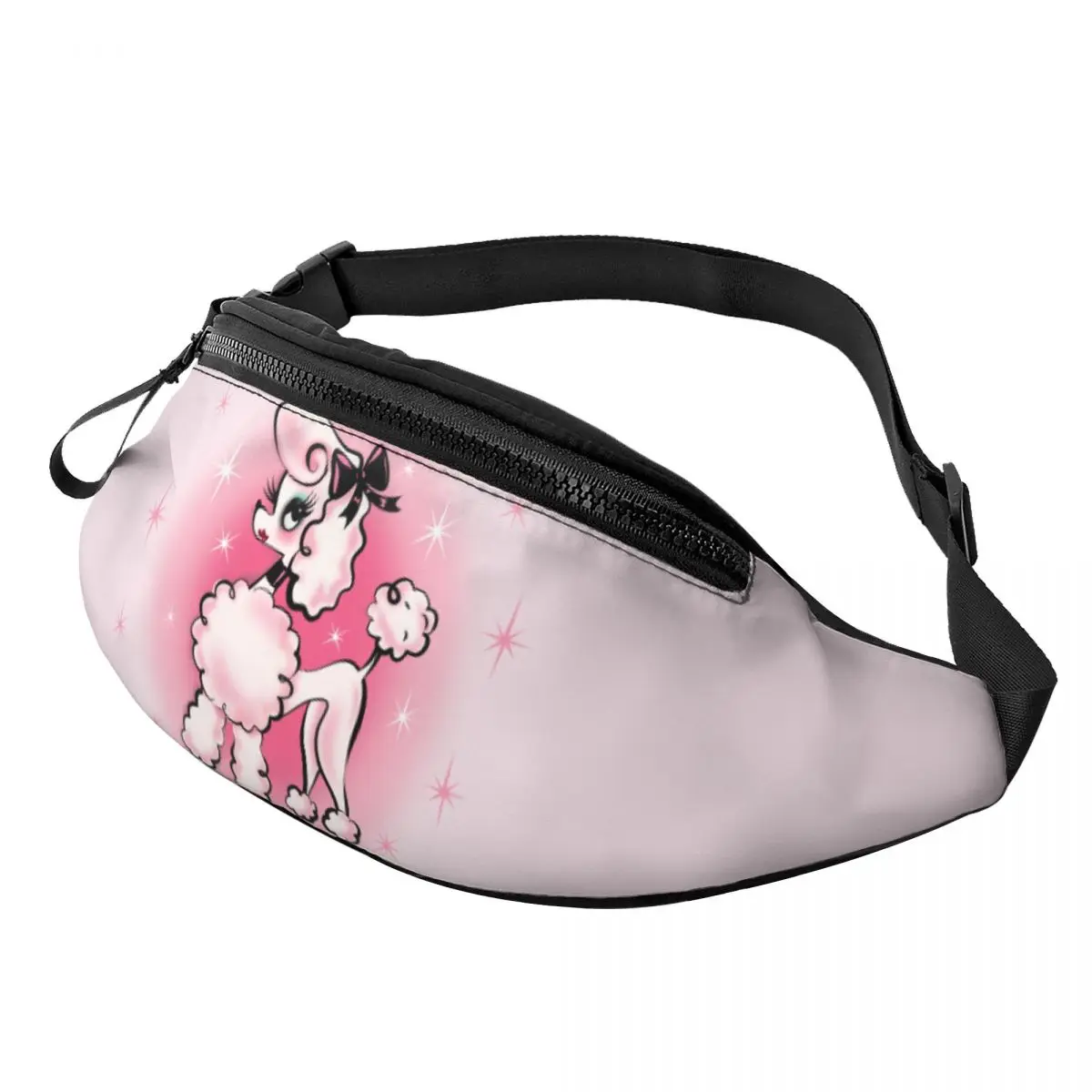 Cool Posh Poodle On Pink riñonera para hombres y mujeres, bolso de cintura cruzado de perro de dibujos animados para correr, bolsa de dinero para teléfono