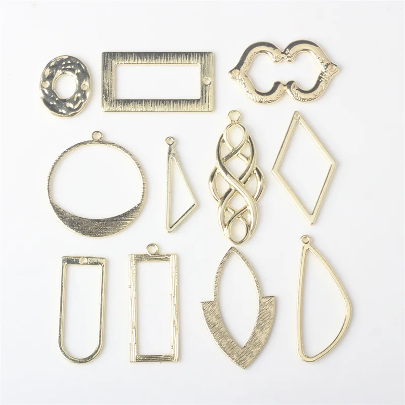 Wholeasale 50pcs/lot geometry rounds/Rectangular/rhombus shape alloy floating locket charms diy jewelry earring accessory