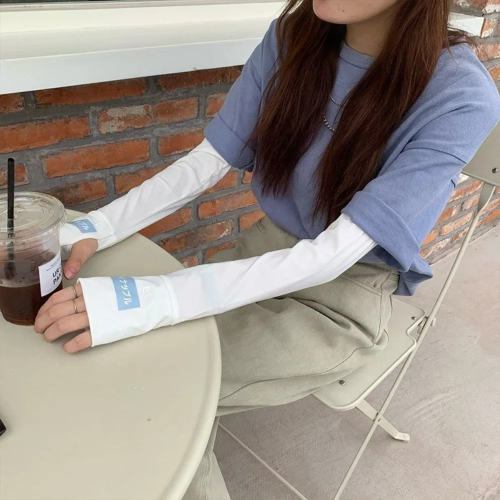 자외선 차단 손 보호대 커버 팔 슬리브, 긴 장갑, 아이스 실크 자외선 차단 슬리브, 야외 팔 워머, 하프 핑거 슬리브