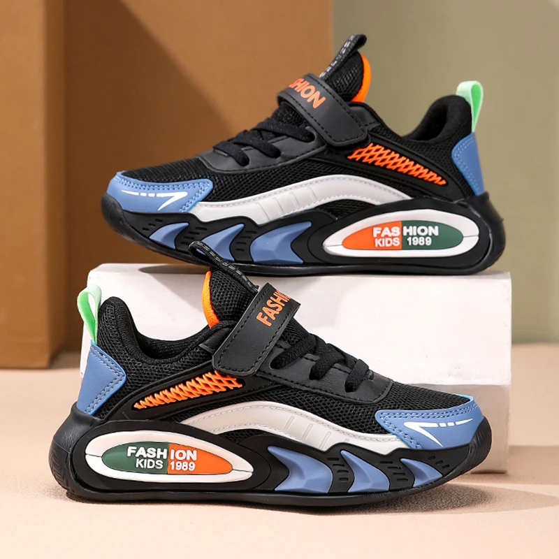 

Детские кроссовки для мальчиков, спортивная обувь для бега с дышащей сеткой, легкая студенческая детская повседневная прогулочная обувь, нескользящая