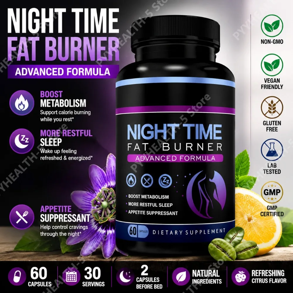 

Night Time Wellness Capsules for Adults, Relaxation & Sleep Support, Daily Metabolism Support, Non-GMO, 60 Count