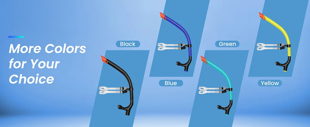 Silikon-Schwimmschnorchel mit mittig angebrachtem Mundstück und Einweg-Entlüftungsventil für Beckenschwimmen und Training – Detail 6