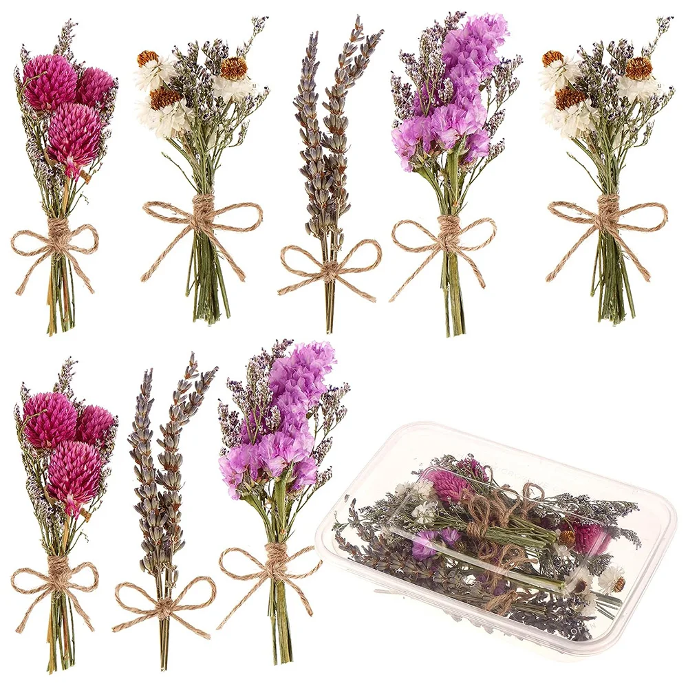 Lychee Life 8pcs Mini Floral Artificial Plants Dried Flower  Wedding Bridesmaid Bouquets Table Card Photo Props Diy Home Decor