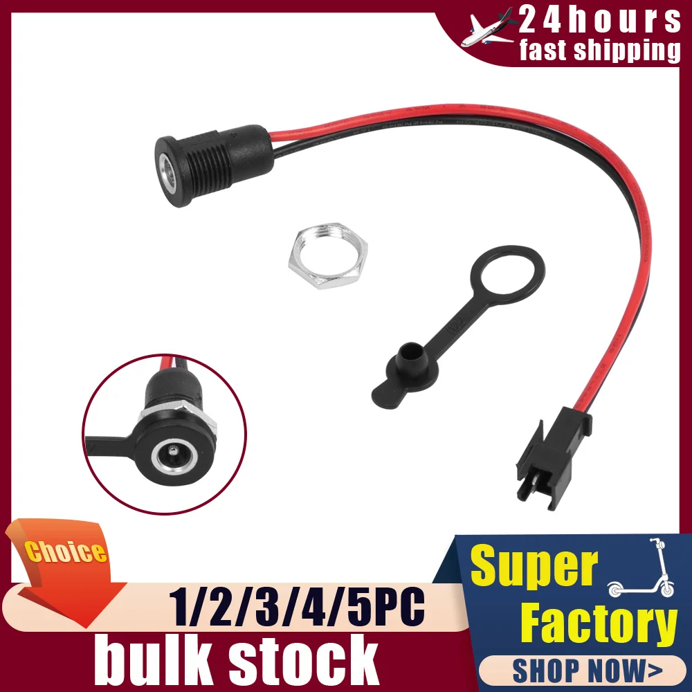 DC 5.5mm x 2.1mm Power Jack Socket Female Panel Mount Connector metal 5.5*2.1  For Electric Scooter Bicycle With Nut Snap