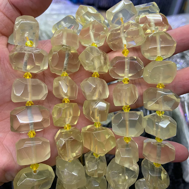 Natural Lemon Quartz Beads 15'' Faceted Irregular DIY Loose Beads For Jewelry Making Beads Necklace Bracelet Earring Gift