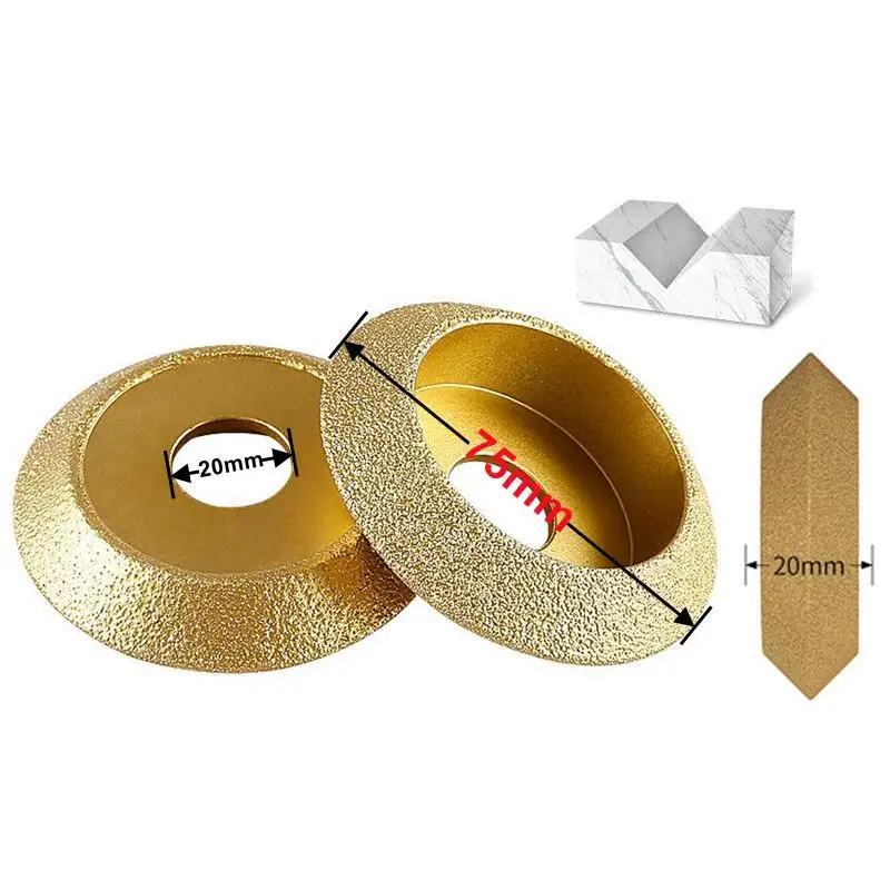 

75mm Brazed Diamond V-Grooving Wheel Cutting Disc Stone Granite Edging Grinding Wheel Floor Slotting Bevel Grinder Accessories