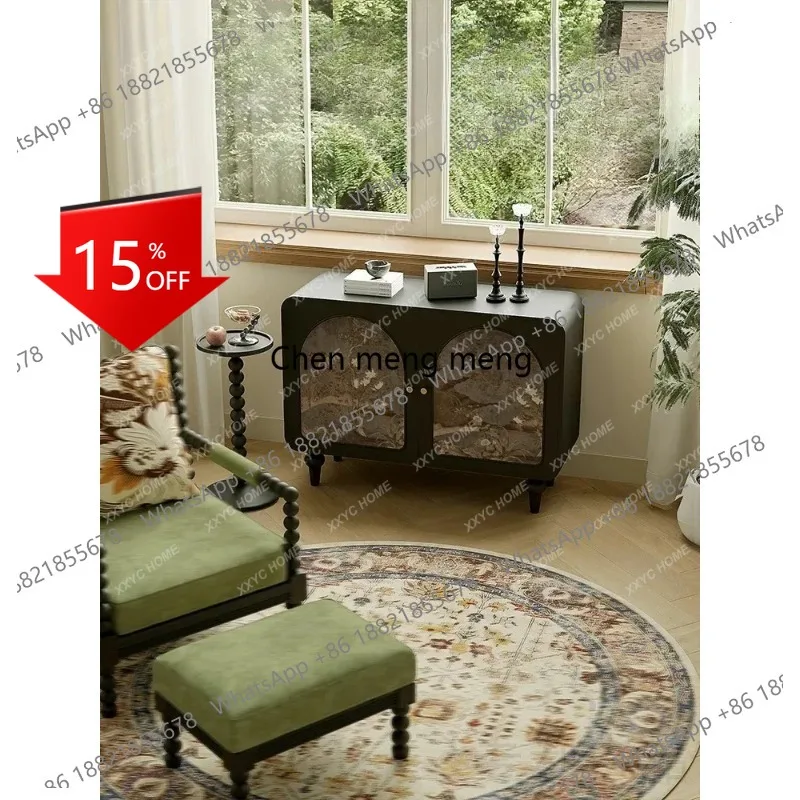 B178 French antique entrance cabinet entry living room solid wood painted locker double door retro decorative cabinet