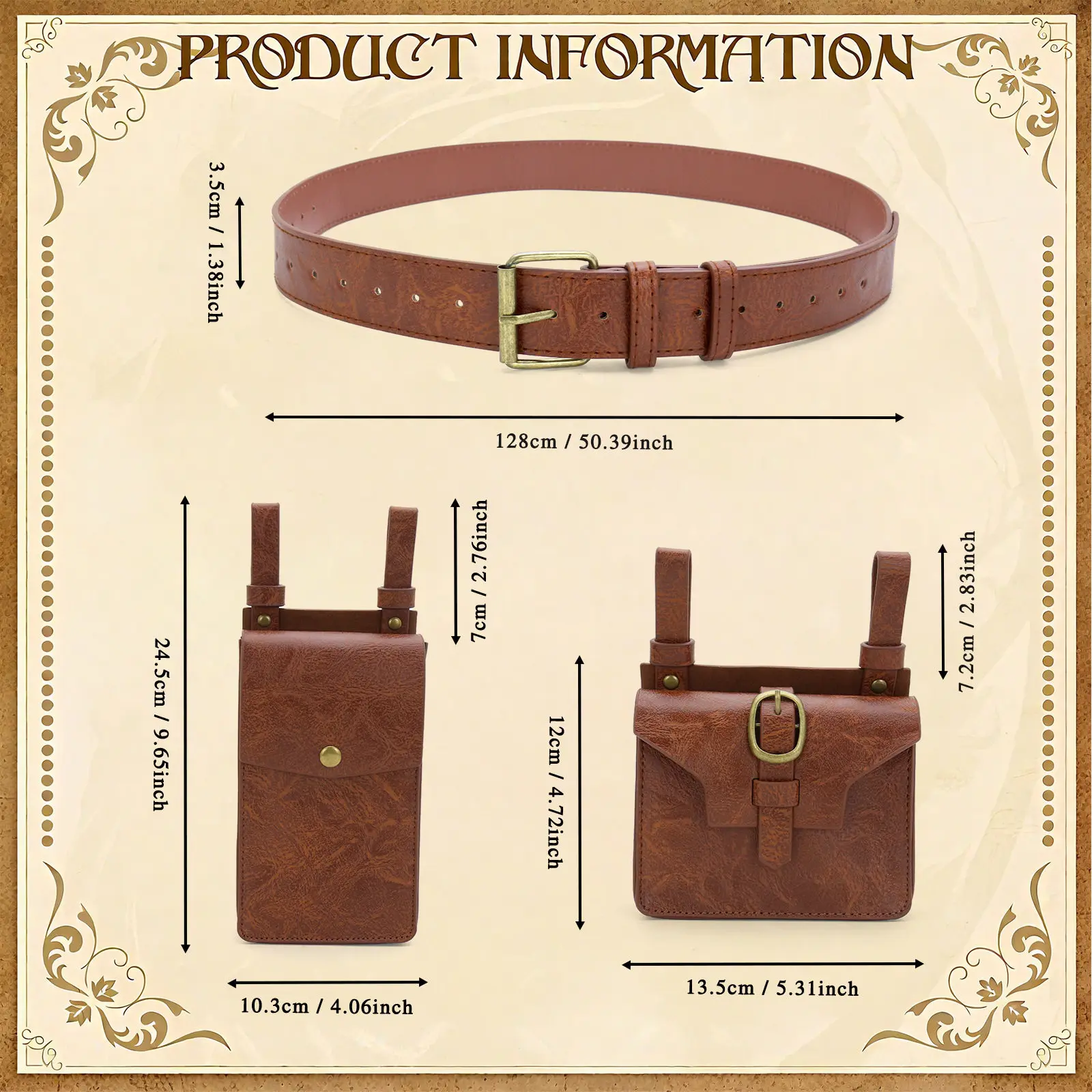 Medieval Fanny Pack, Outdoor Mobile Phone Bag, Retro Belt Set, Clothing Dressing Props.