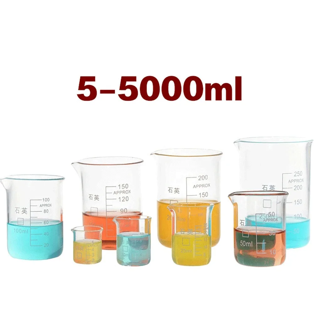 5/25/50/125/200/250/500/1000/5000ml High Purity Quartz Glass Beaker Quartz Beaker Scientific Research Special/book Fu