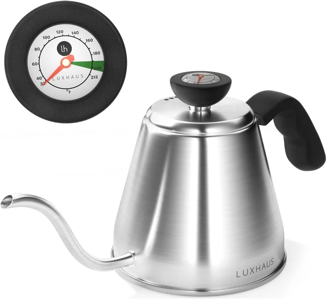 

Pour Over Kettle Gooseneck Kettle with Thermometer Stovetop Coffee and Tea Kettle 40 Oz