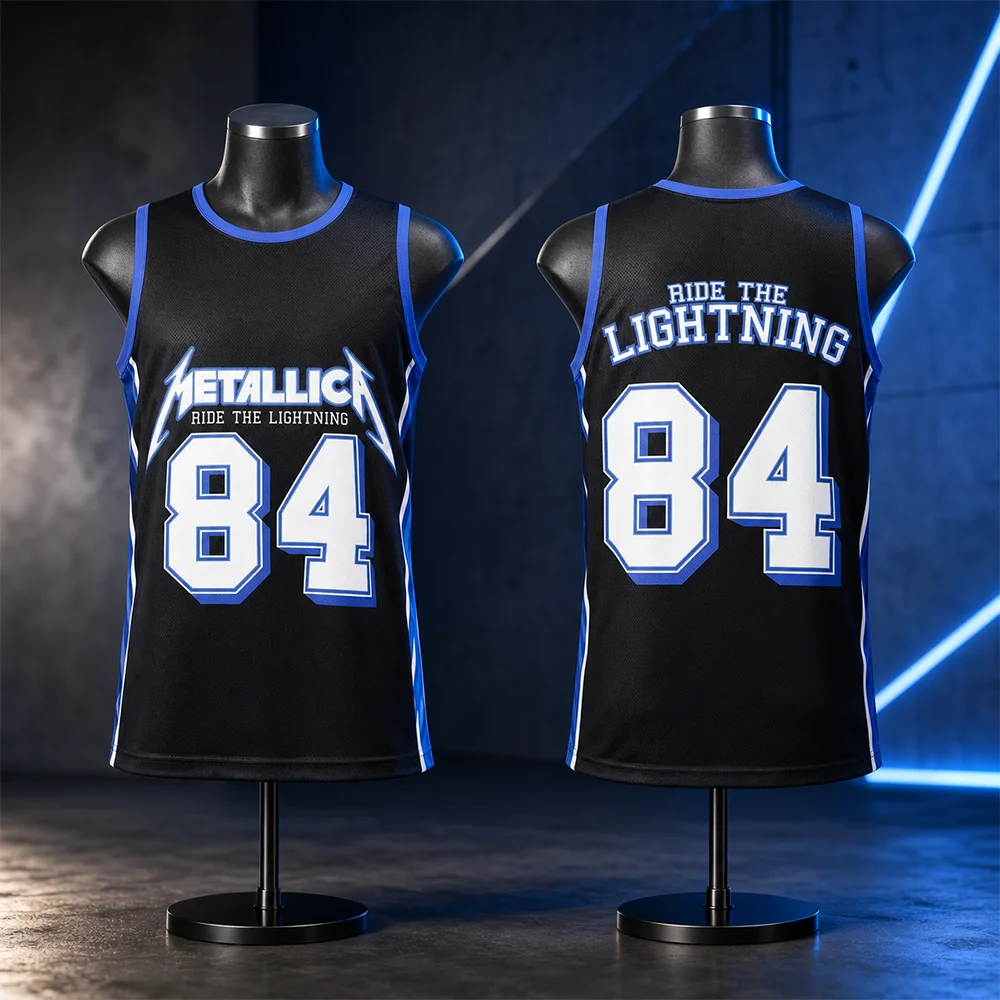 Metallica M72 European Tour 2026 Herren- und Damen-Basketballtrikot, Sommer, schnell trocknend, atmungsaktiv, passende Weste für Eltern und Kinder – Detail 5