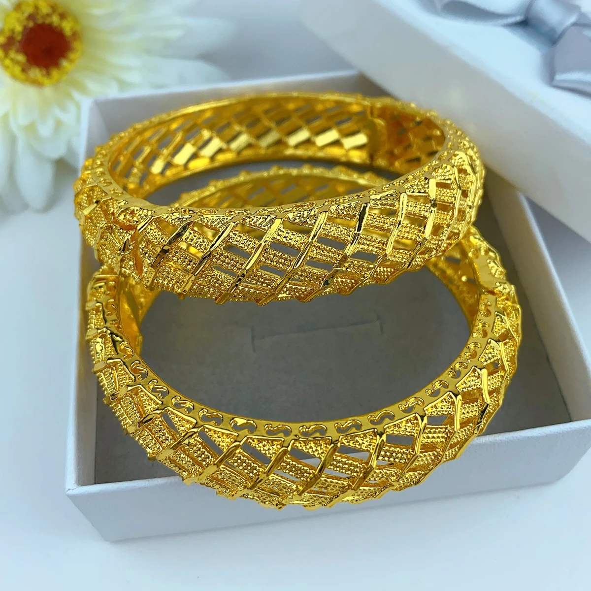 XUHUANG African 24k Gold Color Bangles For Women Indian Middle Eastern Nigerian Wedding Luxury Plated Jewellery Brazilian Bangle