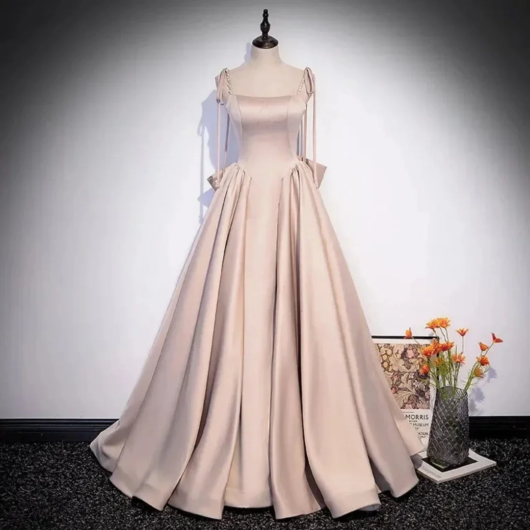

2026 White Spaghetti Strap Strapless Prom Dress Backless Satin vestidos de noche Floor-Length Formal Evening Customized