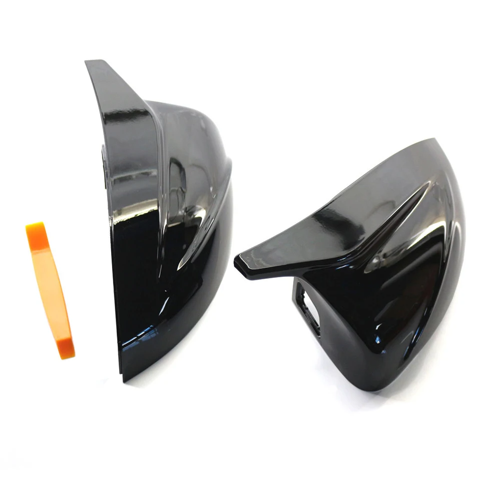 8V0857527E 8V0857528E 1 Pair Clip-on Black Plastic Side Mirror Covers Caps with Lane Assist Fit for Audi A3 S3 RS3 2014-2020