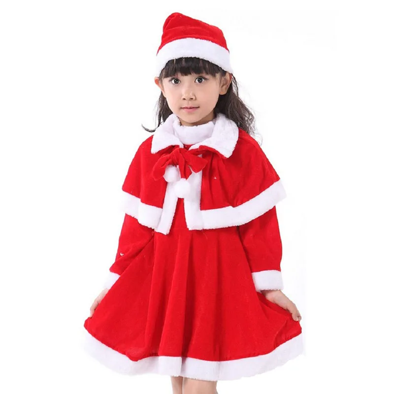 Christmas Dress Cosplay Costumes Santa Claus Costume X-Mas Clothing Outfit Set Dress/Pants Tops Hat Cloak Belt For Boys Girls