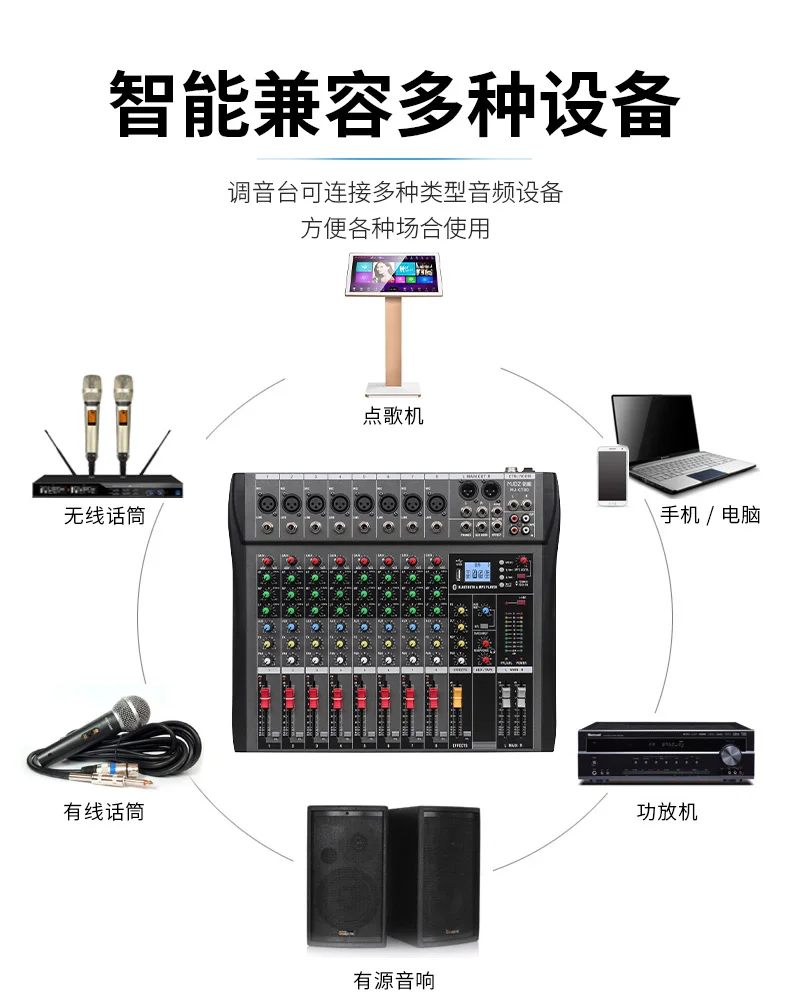 خلاط احترافي 4/6/8/12 طريقة مع بلوتوث USB بار المرحلة المنزلية الصوت الرقمي خلاط