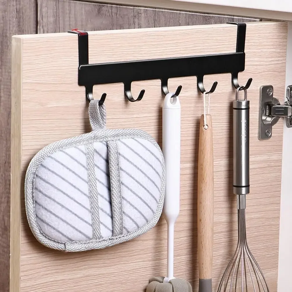 1Pc Hooks Over The Door 5 Hooks Home Bathroom Organizer Rack Clothes Coat Hat Towel Hanger Bathroom Kitchen Accessories