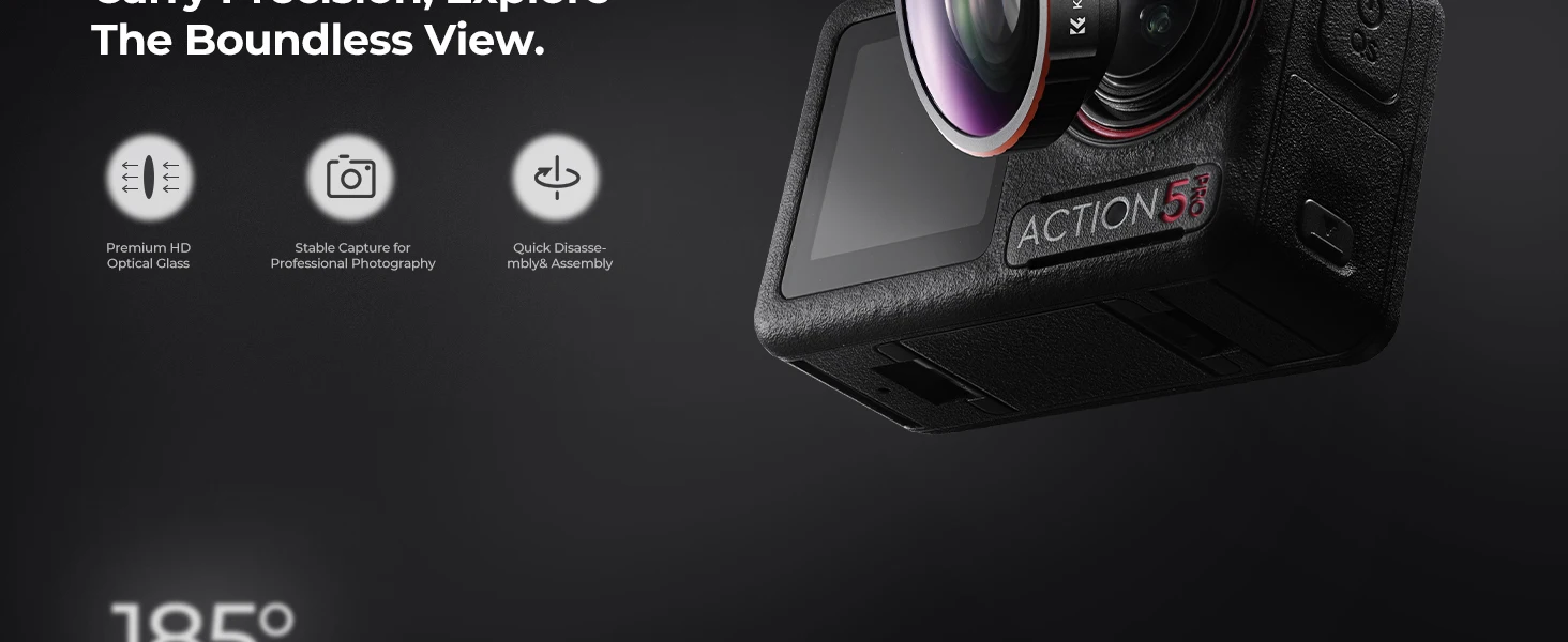 K&F CONCEPT Weitwinkelobjektiv für DJI Osmo Action 5 Pro 4 3 Aufschraubbar 185° Erweiterter Blickwinkel Mehrfachbeschichtetes op – Detail 2