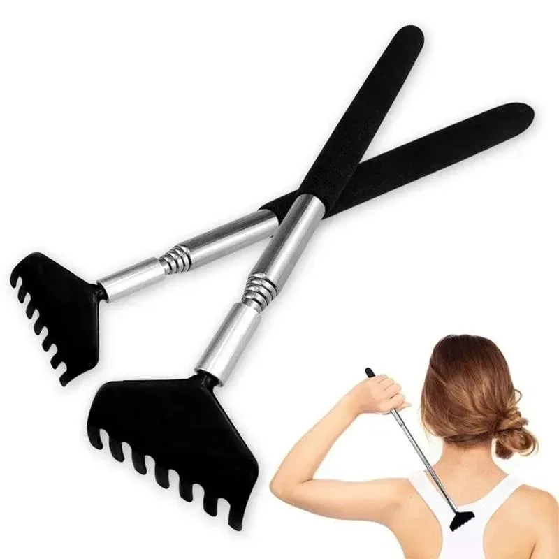 1-4pc Metal Stainless Steel Telescopic Rear Scraper Tool Itching Device Multifunctional Back Grabbing Stainless Steel Rake Whole
