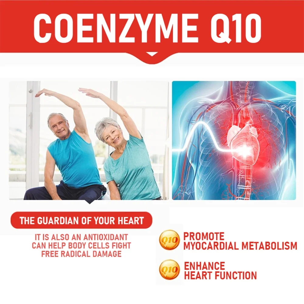 Co-Enzym Q10 (Coq10)-Antioxidant Ondersteunt De Gezondheid Van Het Hart En De Productie Van Energie, Zeer Absorbeerbaar, Veganistisch, Niet-Gmo, 60 Capsules