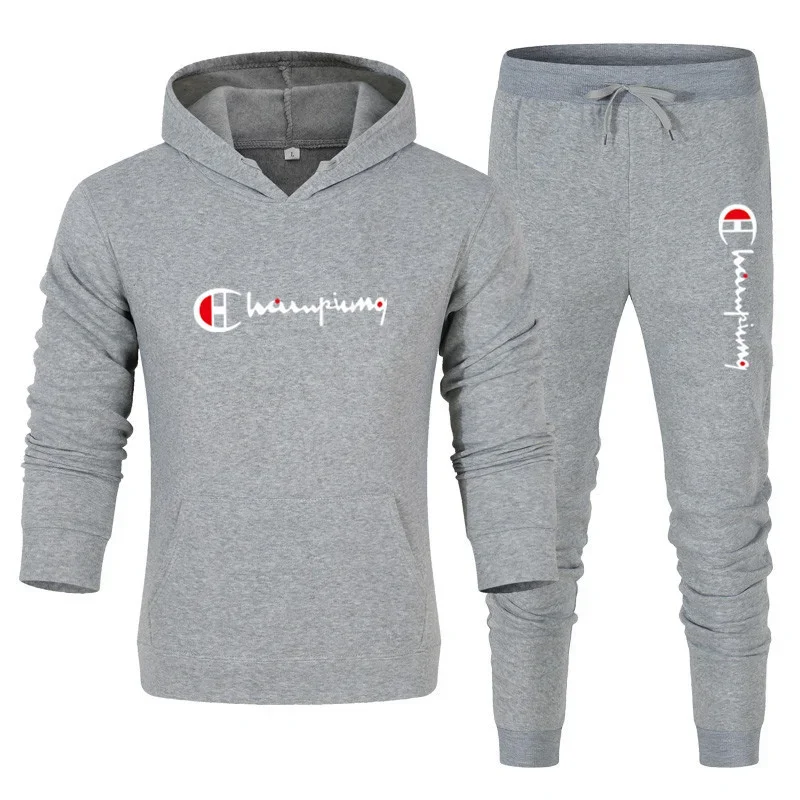 2025 Tuta da uomo Felpa con cappuccio + Pantaloni della tuta 2 pezzi Set Tuta sportiva Casual Jogger Abbigliamento sportivo 2 pezzi Set streetwear maschile