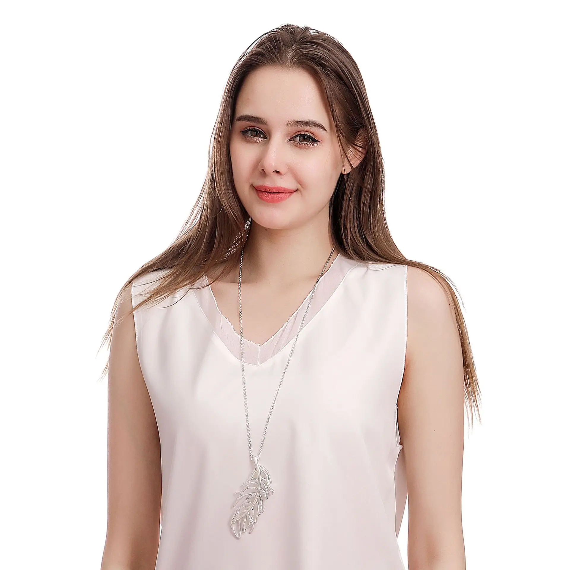 DIY accessories jewelry popular necklace foreign trade European and American style alloy feather hollow long women's geometr