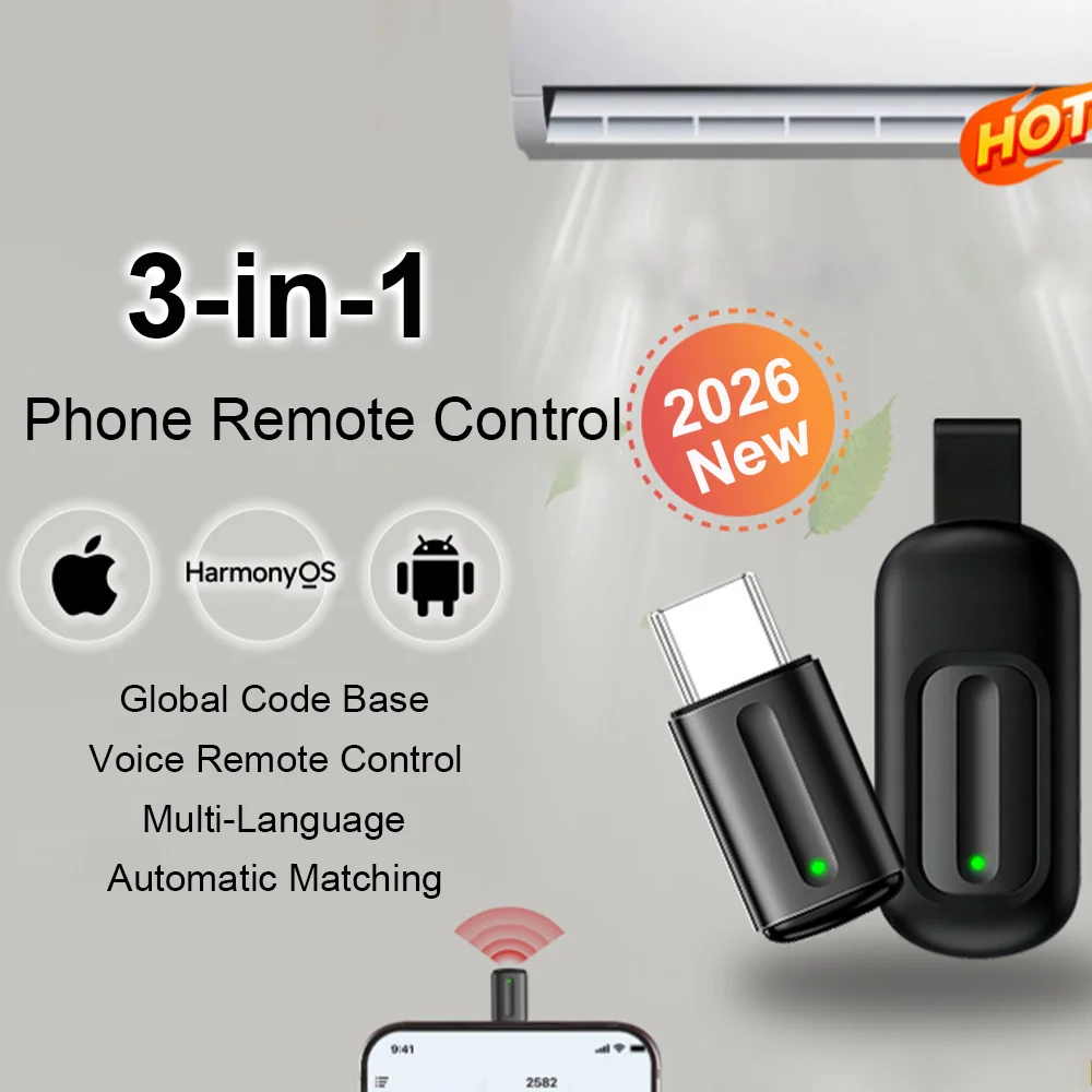 Universal IR Smart Infrared Control Remote Adapter Type C Lightning for iPhone Samsung Huawei,Suit for TV Air Conditioner Fan