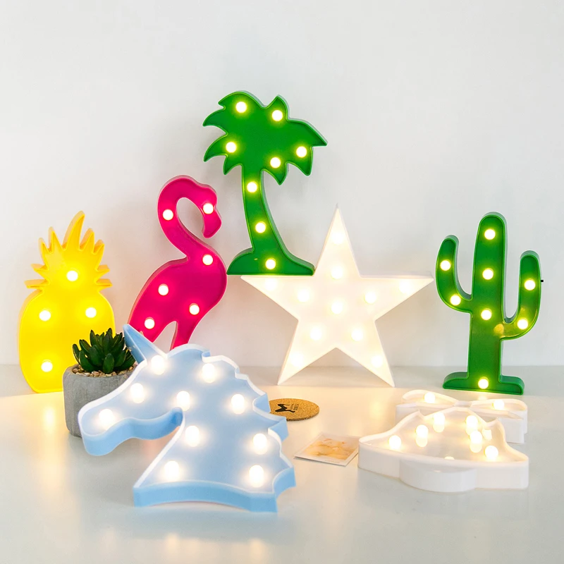 Flamingo Led Decorative 3d Table Lamp Hang Night Desk Lamp Room Star White Clouds Cactus Lighting Christmas Decorative Lights