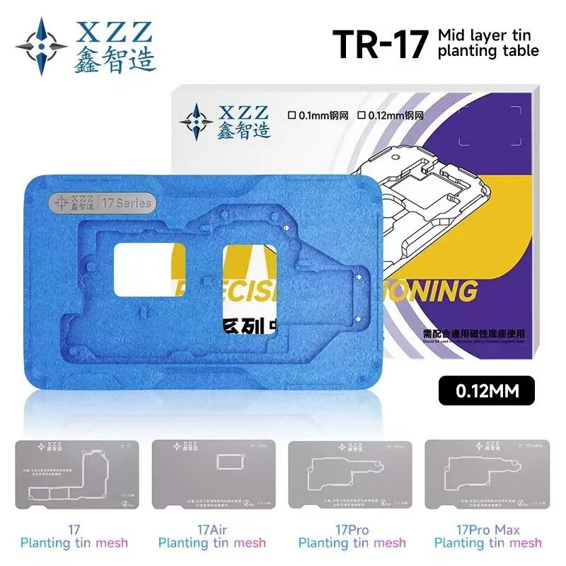

XZZ TR 26in1 BGA Repair Template Steel Mesh Middle Layer Planting Tin Platform Magnetic Base For iPhone X-17 Pro Max Mini Repair