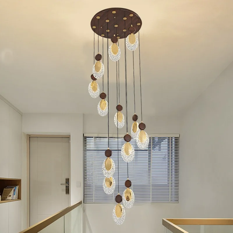 

Black walnut restaurant light pendant glass Nordic LED dining table dining room light modern Chinese lighting fixtures