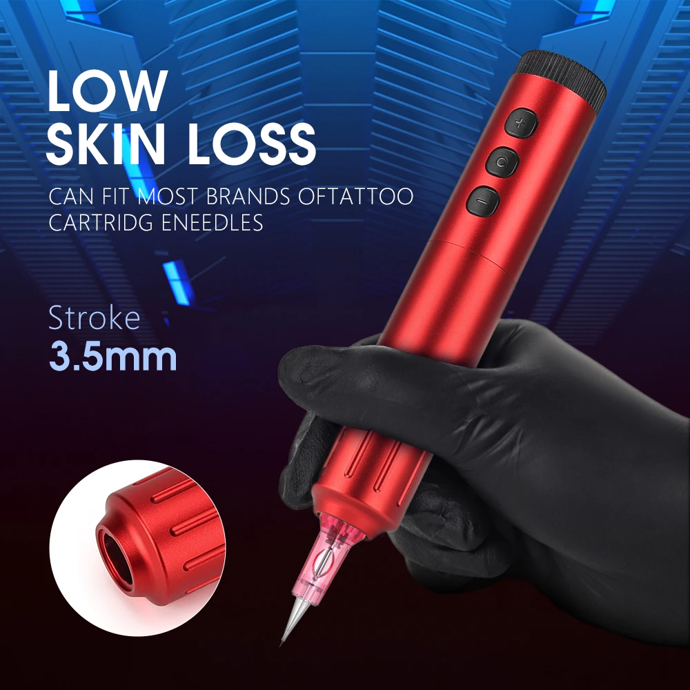 ماكينة رسم الوشم التجميلي اللاسلكية من قبلة التنين مع حزمة طاقة محمولة بشاشة LED رقمية 1800 مللي أمبير في الساعة لفن الجسم #4