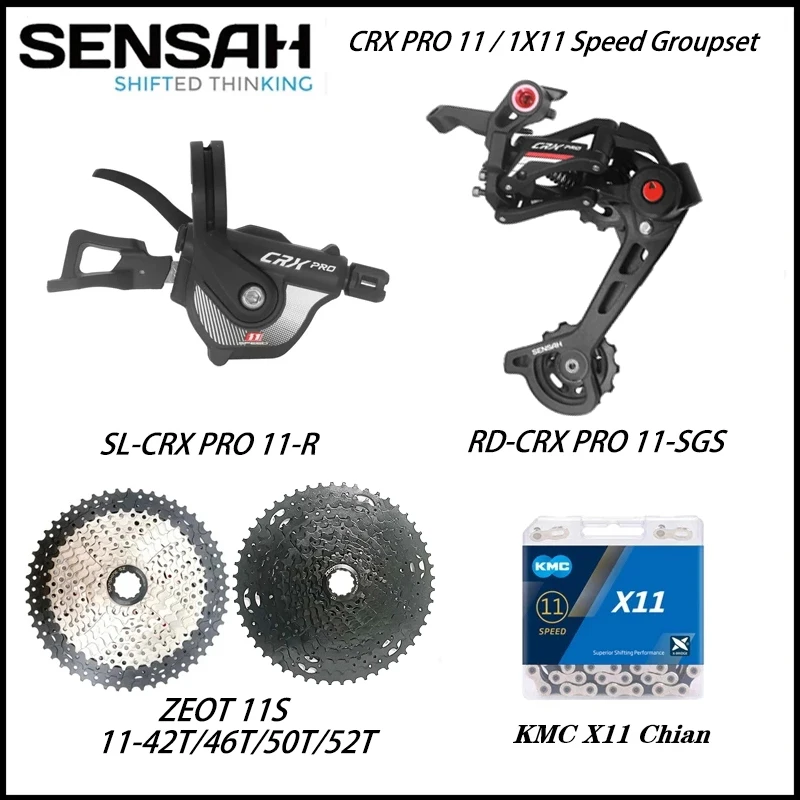 

SENSAH CRX PRO11 1x11 Speed MTB Groupset 11S Shift Lever Alumium Derailleur ZEOT 11v Cassette 46T 50T 52T X11 Chains