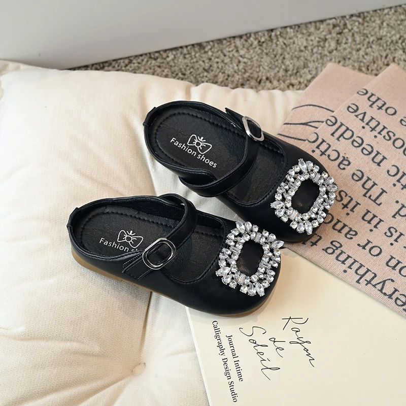 Children Sandals for Girls 2024 Summer Trendy Fashion Elegant Rhinestone Soft Comfortable Princess Slippers Casual Leather Shoes