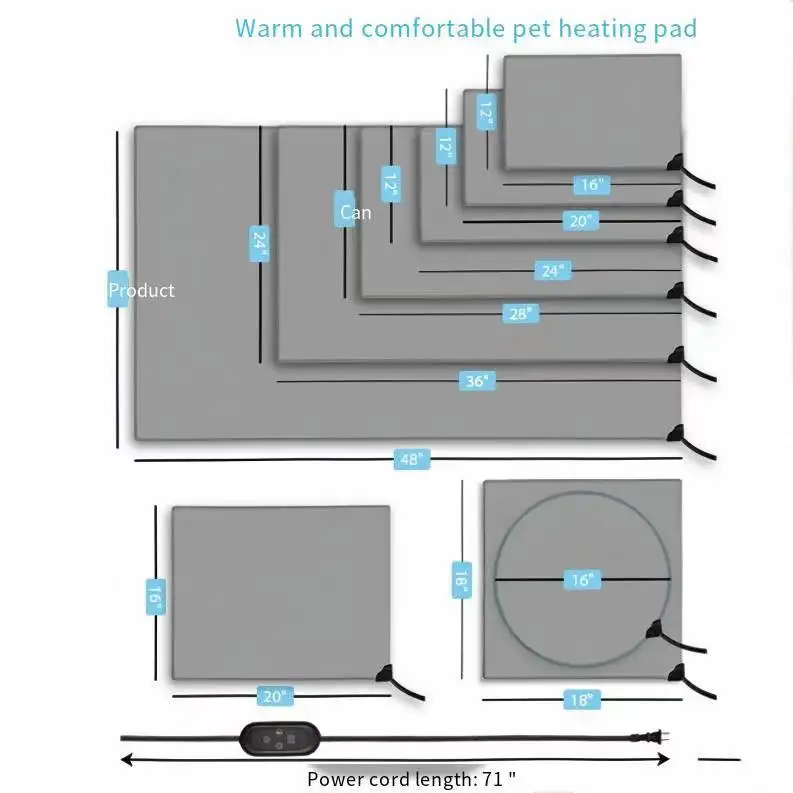 Extra large pet heating pad, electric blanket, dog and cat heating pad, direct switch heating pad, waterproof, electric pet heat