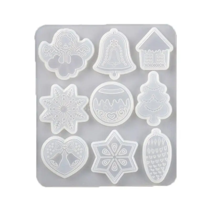 

Christmas Elk Mold Diy Christmas Tree Pendant Snowflake Keychain Decoration Car Pendant Silicone Mold for Party Decor