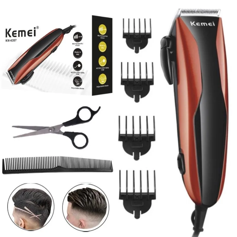 Cortadora de pelo con cable profesional, cortador de pelo eléctrico, cuchillas de afilado, kit de aseo enchufable con palanca cónica, 10w