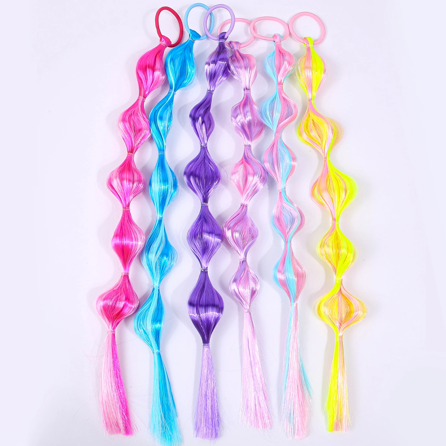 3/6 Buah Ikat Rambut Manis Kepang Mode Ikat Kepala Anak Perempuan Ikat Rambut Wig Kepang Panjang Putar Ikat Rambut Ekor Kuda Aksesori Rambut Pesta