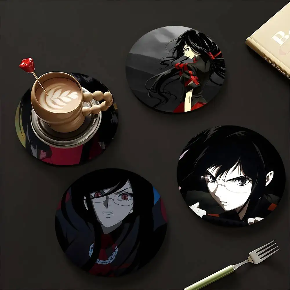 1pc BLOOD-C Wooden Coaster Colour Printing Cup Mat Home Desk Decoration Gifts