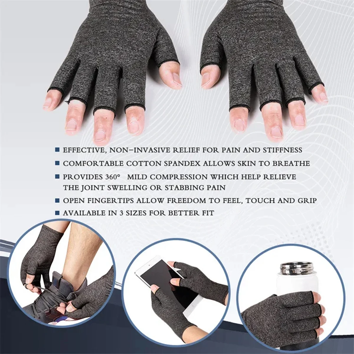 1 Pair Fingerless Compression Gloves, Outdoor Sports & Cycling Gloves, Joint Protection Gloves - Suitable for Sports, Work, Fitn