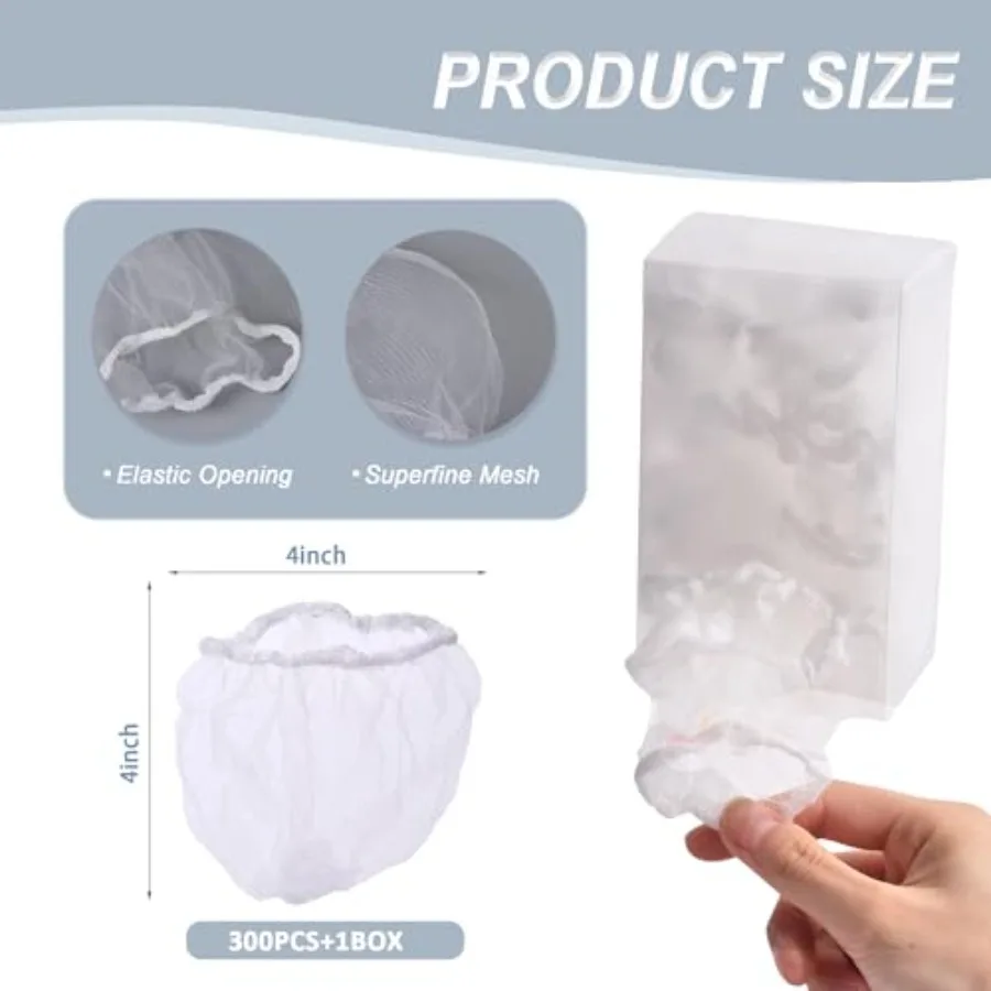 Sink Strainer Bags, 300 PCS Fine-Mesh Disposable Clog Protection for Sourdough and Kitchen Sink, with Storage Box and Bag for B